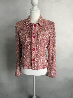 LAFAYETTE148 Pink Boucle Button Jacket Blazer Size 0